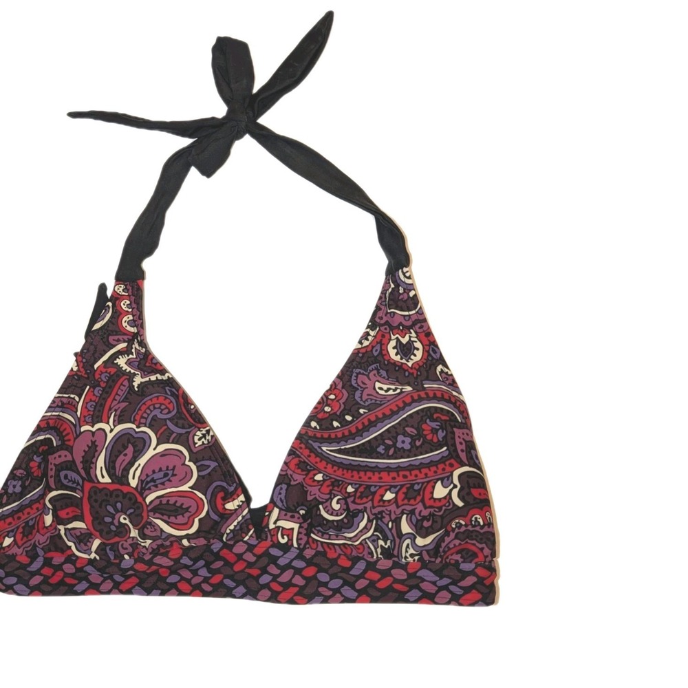 prAna Lahari Halter Tie Bikini Top Only Floral Paisley Boho Beach Sz Med Sun Spf